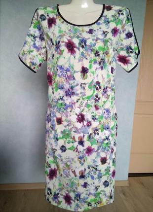 Незамінний пряме літнє плаття "фіалки"/l/сукня /квітковий принт акварельний3 фото
