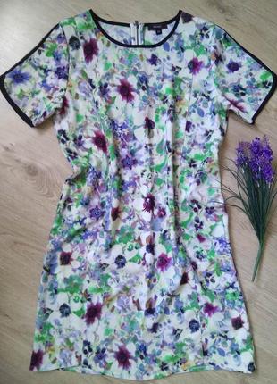 Незаменимое прямое летнее платье "фиалки"/l/сукня /цветочный акварельный принт