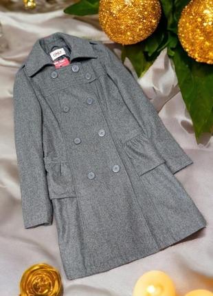 Двубортное шерстяное пальто с карманами only этикетка1 фото
