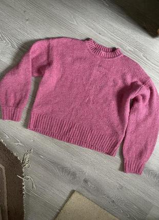 Світер малиновий розовий теплий укорочений