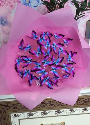 Эффектный букет из бабочек 31шт (фиолетовый)3 фото
