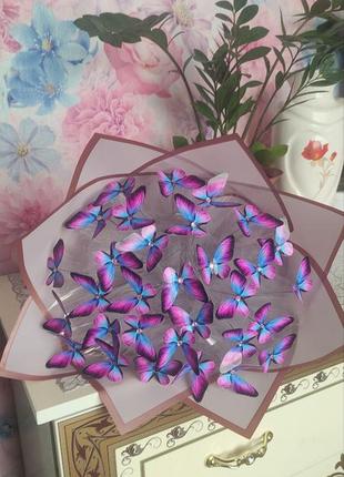 Эффектный букет из бабочек 31шт (фиолетовый)2 фото