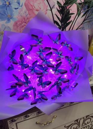 Эффектный букет из бабочек 31шт (фиолетовый)6 фото