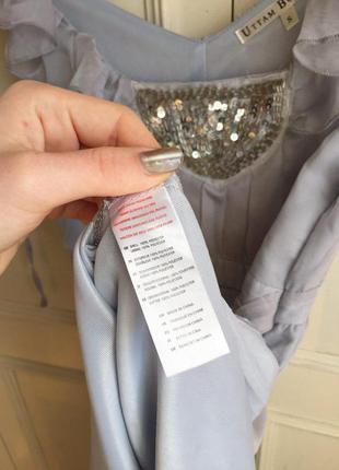 Серое шифоновое миди-платье с рюшами и пайетками uttam boutique3 фото