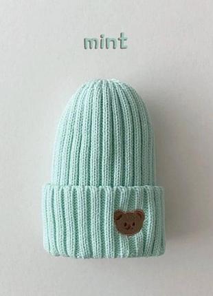 Шапка з ведмедиком біні