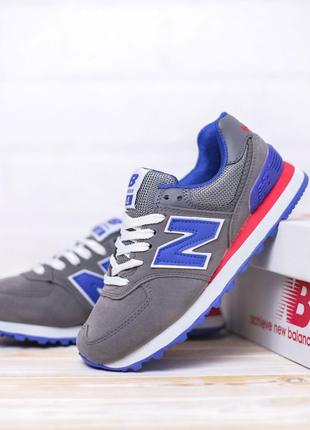 Розпродаж! new balance 574 кросівки жіночі замшеві сірі з синім кеди нью баланс осінні весняні демісезонні демісезон низькі6 фото