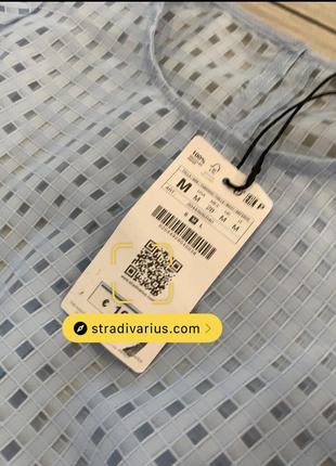 Новая женская короткая блуза в голубом цвете от бренда stradivarius легенькая кофточка (м)9 фото