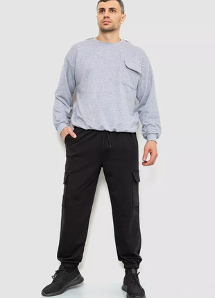 Спортивні штани чоловічі двонитка, колір чорний, 241r0651-1