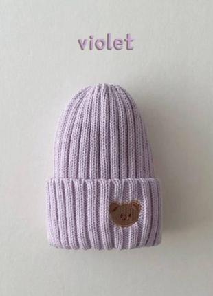 Шапка з ведмедиком біні