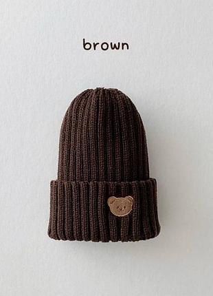 Шапка з ведмедиком біні