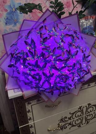 Ефектний букет з метеликів 101шт (фіолетовий)