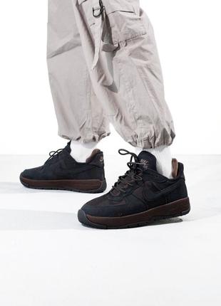 Топ! замшевые кроссовки nike air force 1 wild black bordo2 фото