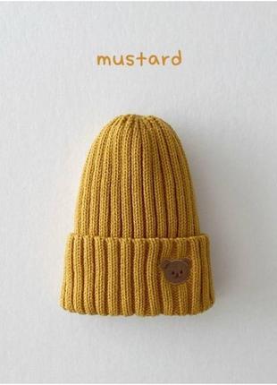 Шапка с мишкой бини