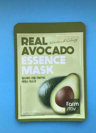 Тканинна маска з екстрактом авокадо farmstay avocado real essence mask, 23мл