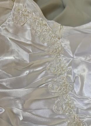 Винтажное свадебное платье с рукавами буфами9 фото