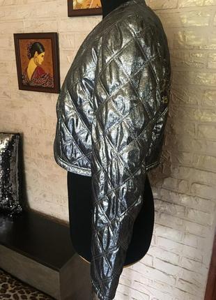 Пиджак блейзер серебристый стеганный3 фото
