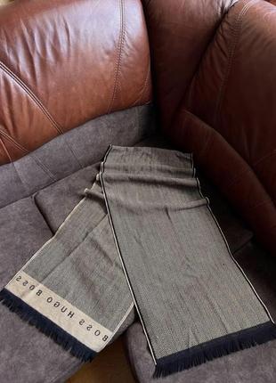 Вовняний шарф hugo boss оригінальний бежевий чорний,новий
