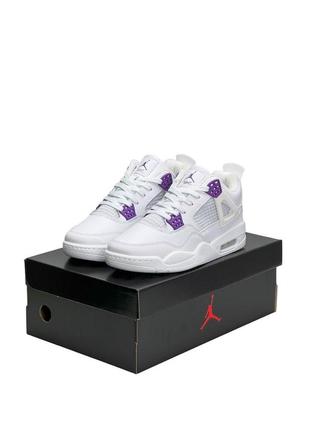 Кроссовки женские nike air jordan retro 4 fleece termo white &amp; purple