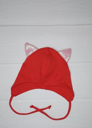 Шапка дитяча на зав'язках демісезонна для дівчаток