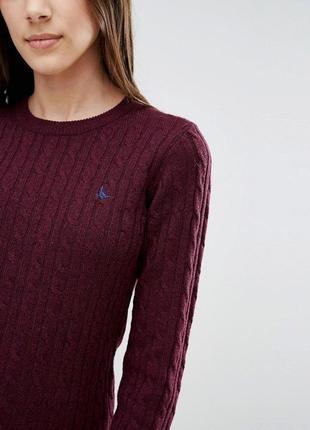 Брендовый джемпер jack wills 100% шерсть, бордовый пуловер9 фото