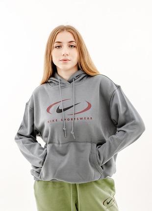 Жіноче худі nike ns flc os po hd swsh сірий xs (7dfn7698-084 xs)