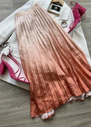 Плиссированная праздничная юбка градиент омбре плиссе персиковая 34/xs1 фото