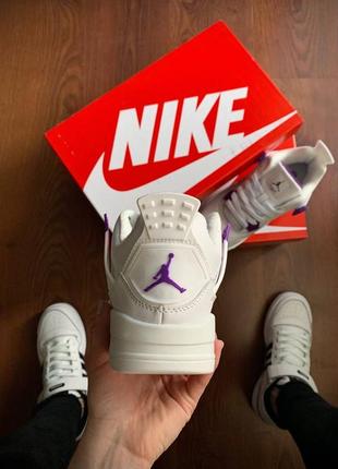 Кросівки білі air jordan retro 4 fleece termo white & purple