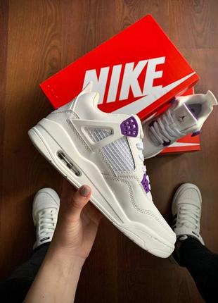 Кроссовки белые air jordan retro 4 fleece termo white & purple4 фото