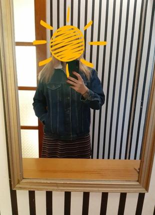 Куртка джинсовая утепленная женская синяя4 фото