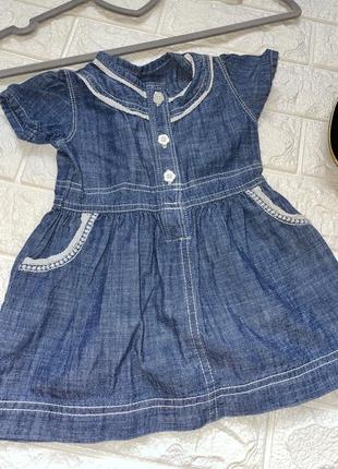 Платье джинсовое на ристку 6-9 месяцев сарафан2 фото