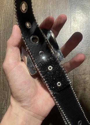 Ремень со стразами черный belt drip4 фото