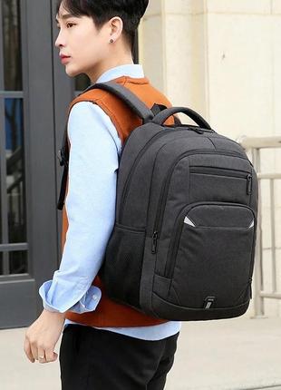 Молодежный рюкзак унисекс c usb выходом и отделом для ноутбука черный 44 * 30 * 15 см