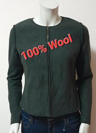 Бомбовый шерстяной пиджак тёмно - зелёного цвета massimo dutti made in morocco, оригинал
