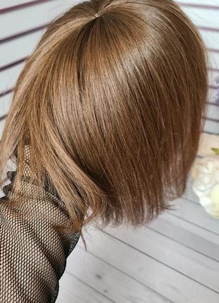 Накладка топпер макушка челка полупарик 100% натуральный словянский волос.10 фото