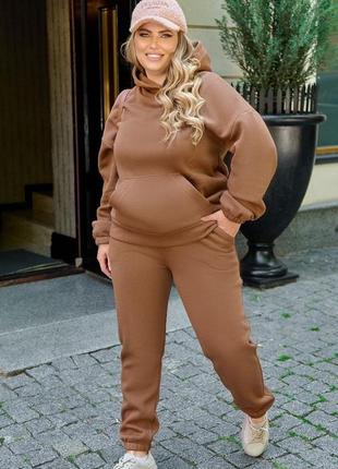 Теплий жіночий костюм шоколадного кольору 44-46 р1 фото