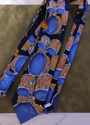 Оригінальна краватка у вінтажному стилі принт ударники, барабани