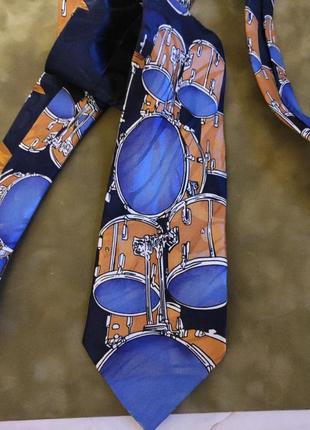 Оригинальный галстук в винтажном стиле принт ударники, барабаны3 фото