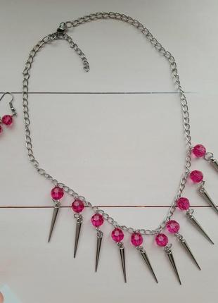 Ожерелье колье цепочка с серьгами набор бижутерии