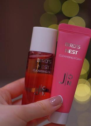 Набор миниатюр для лица j:on bird's nest cleansing mini set (гидрофильное масло, 55 мл + пенка для умывания, 30 мл)3 фото