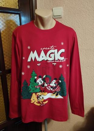 Реглан новогодний, красный мужской,размер l (48размер) от mickey disney,primark