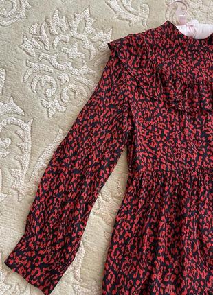 Красное платье zara с леопардовым принтом xs3 фото