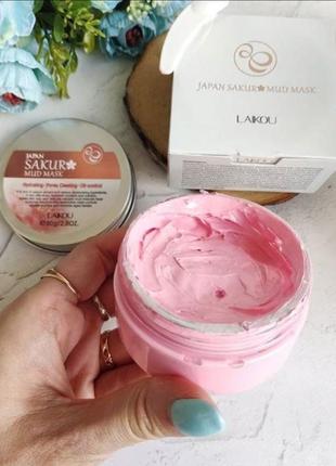 Очищающая маска для лица с белой глиной и экстрактом сакуры laikou japan sakura mud mask