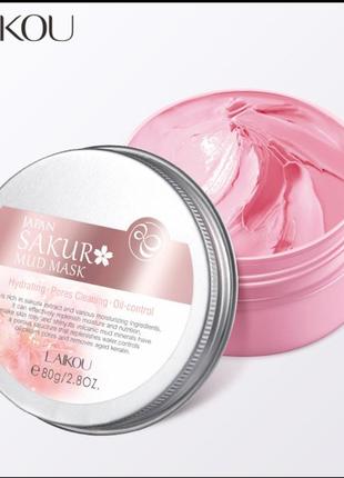 Очищающая маска для лица с белой глиной и экстрактом сакуры laikou japan sakura mud mask3 фото