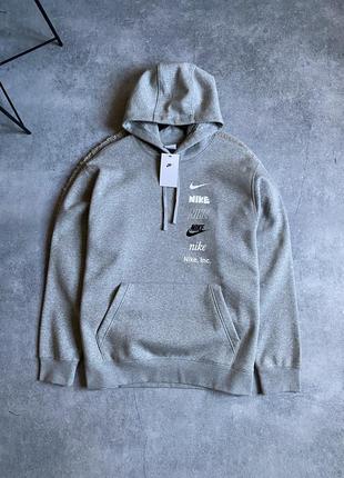 Nike nsw club plus multi logo fleece оригинал новое мужское худи на флисе тёплое толстовка кофта свитшот пайта