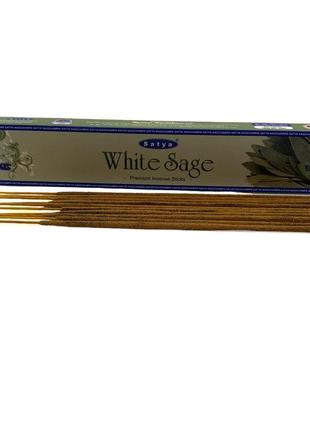 White sage premium incence sticks (білий шавлія)15 гр (satya) пилкові пахощі1 фото