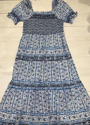 Длинное платье платье в цветочный принт на резинке m&s 18 xl