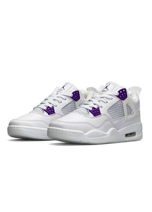 Кроссовки nike air jordan retro 4 fleece termo white & purple