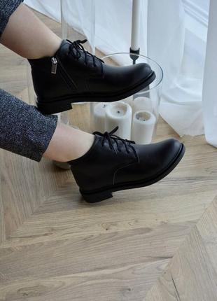 Базовые классические ботинки туфли черные кожаные5 фото