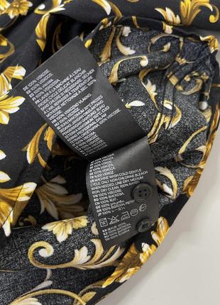 Стильная легкая рубашка h&m с принтом, черная, золотая, разрисованная, вискозная, летняя, под брюки, брюки, пиджак, нарядная6 фото