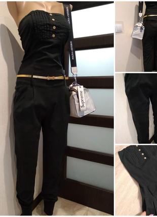 Стильный тонкий черный комбинезон бананы